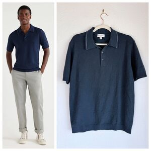 NEW SAMPLE Free Assembly Men's Sweater Polo Shirt with Short Sleeves in Navy M